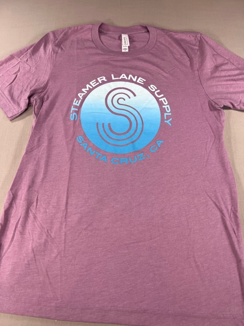Steamer Lane Supply Santa Cruz CA Women’s M Mauve Graphic Tee Bella Canvas Surf - Picture 3 of 6